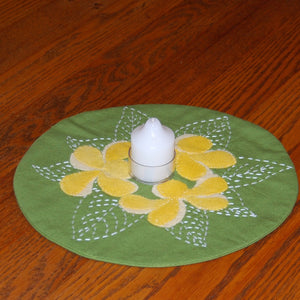 Candle Mat made from Plumeria Pattern