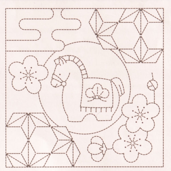 Kit De Bordado Sashiko Japonés 'Hana Fukin Konpeitou' - Tela 33x33 Cm, Hilo Y Aguja Incluidos